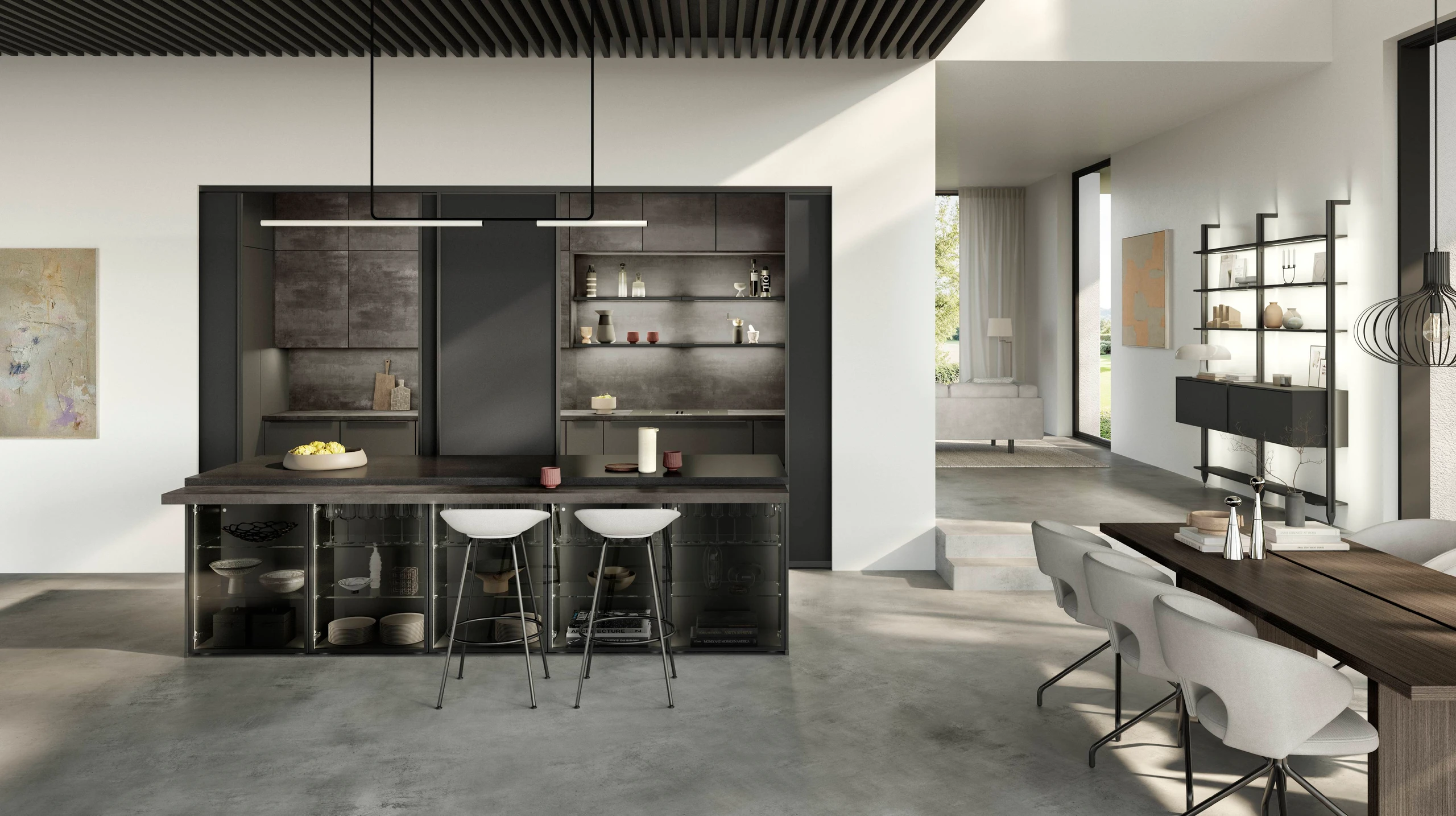 Divine kitchen in graphite black ultra-matt finish